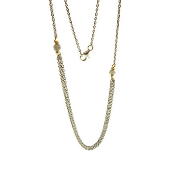 Necklace - Rhodium/Goldplated w. grey Raw Diamonds 42cm, från San - Links of Joy