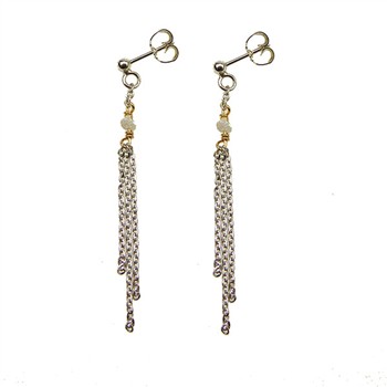 Earrings - Rhodium/Goldplated w. grey Raw Diamonds Rhodineret pr.par, från San - Links of Joy