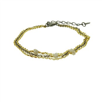 Bracelet - Goldplated/Black Rhodium w. grey Raw Diamonds 16+4cm, från San - Links of Joy