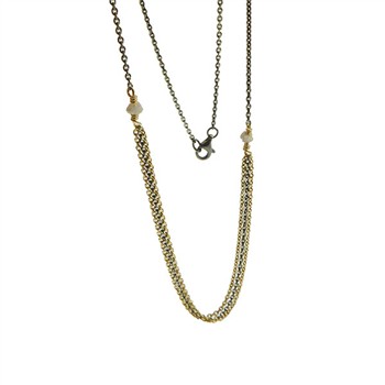 Necklace - Goldplated/Black Rhodium w. grey Raw Diamonds 42cm, från San - Links of Joy