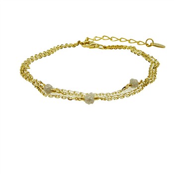 Bracelet - Goldplated w. grey Raw Diamonds 16+4cm, från San - Links of Joy