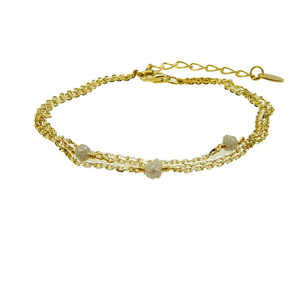 Bracelet - Goldplated w. grey Raw Diamonds 16+4cm, från San - Links of Joy