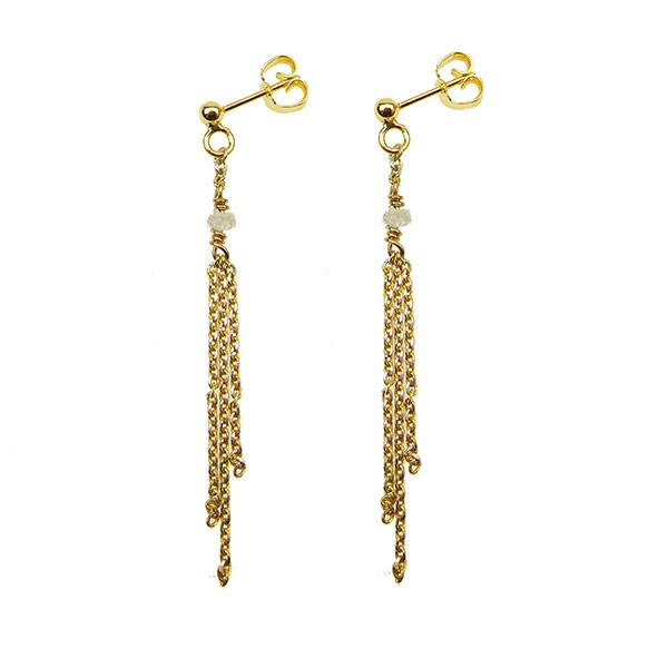 Earrings - Goldplated w. grey Raw Diamonds Pr.par, från San - Links of Joy