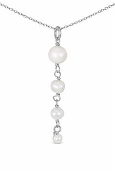 Y-Kæde sølv rhodineret med ferskvandsperler, från L&G