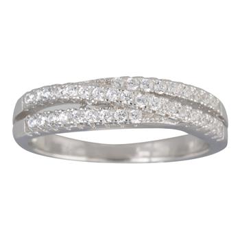 Sølv rhd. ring med tre rækker cz. Str.54, från Siersbøl