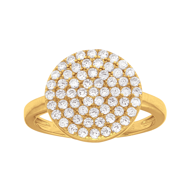 Forgyldt ring ANNIENOR med cz. rund 13mm Str.60, från Joanli Nor