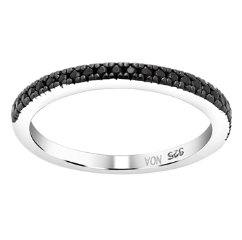 Rhd. sølv ring ADINANOR 1 rk sorte cz. Str.48, från Joanli Nor