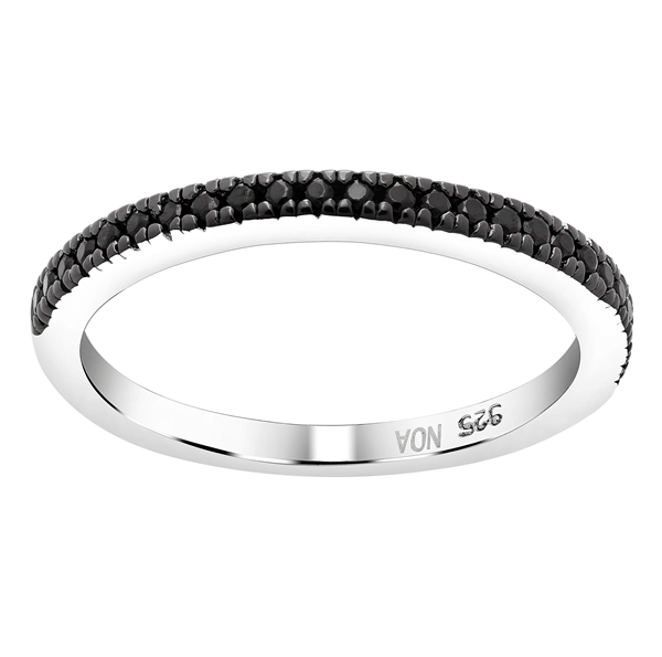Rhd. sølv ring ADINANOR 1 rk sorte cz. Str.58, från Joanli Nor