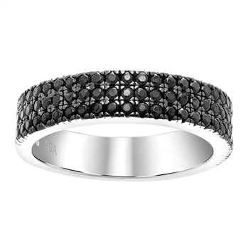 Rhd. sølv ring ADINANOR 3 rækker  sorte cz. Str.58, från Joanli Nor