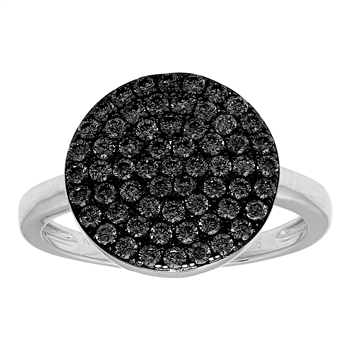 Rhd sølv ring ANNIENOR sorte cz. rund 13mm Str.58, från Joanli Nor