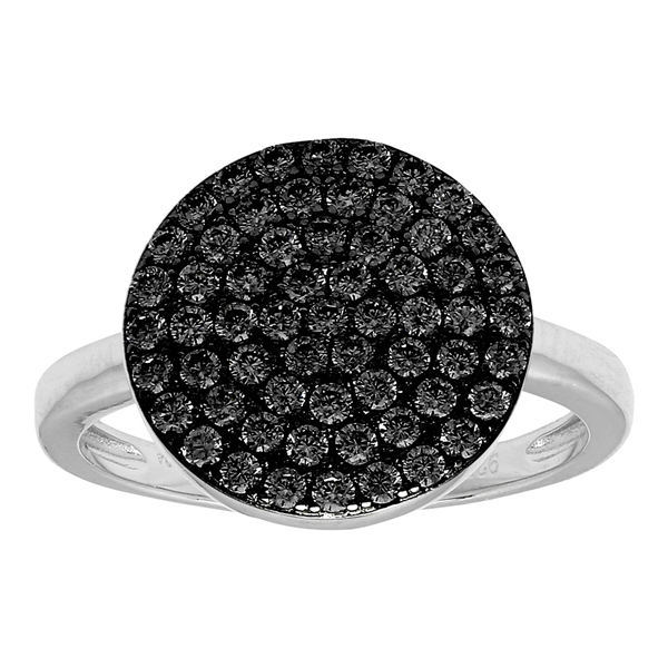 Rhd sølv ring ANNIENOR sorte cz. rund 13mm Str.58, från Joanli Nor