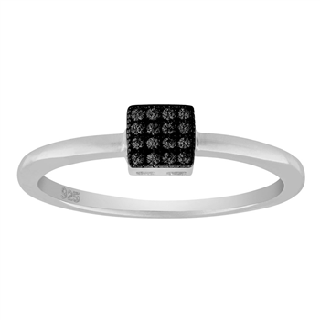 Rhd. sølvring ALITANOR sorte cz. square 4mm Str.48, från Joanli Nor