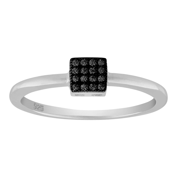 Rhd. sølvring ALITANOR sorte cz. square 4mm Str.58, från Joanli Nor