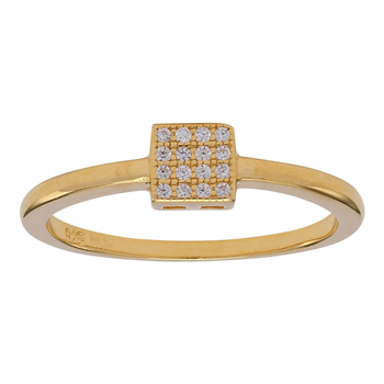 Forgyldt sølv ring ALITANOR cz. square 4mm* Str.48, från Joanli Nor
