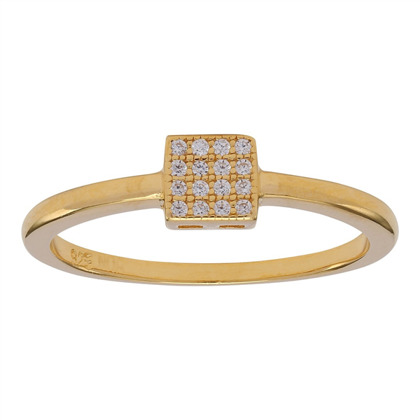 Forgyldt sølv ring ALITANOR cz. square 4mm* Str.50, från Joanli Nor