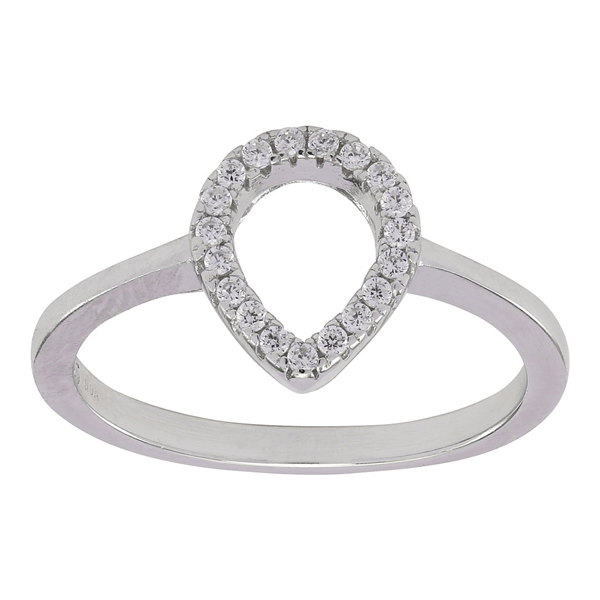 Rhd. sølv ring ALAINENOR cz. dråbe 10mm* Str.48, från Joanli Nor