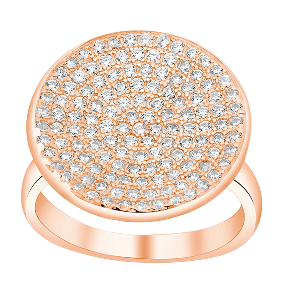 Rosafg. sølv ring 19mm ABBIENOR m pavé cz.* Str.54, från Joanli Nor
