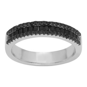 Rhd. sølv ring AGGANOR  sorte baguette 5mm Str.50, från Joanli Nor