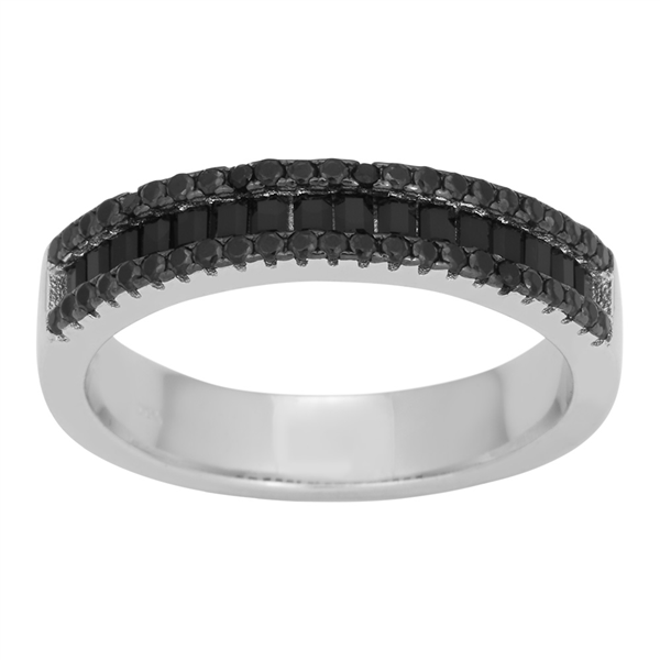 Rhd. sølv ring AGGANOR  sorte baguette 5mm Str.58, från Joanli Nor