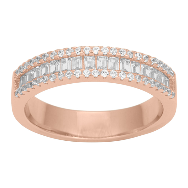 Rosaforg. sølv ring AGGANOR baguette 5mm Str.54, från Joanli Nor