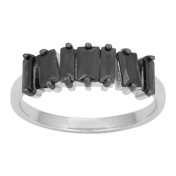 Rhd. sølv ring AGGANOR baguette m. cz 7stk* Str.50, från Joanli Nor