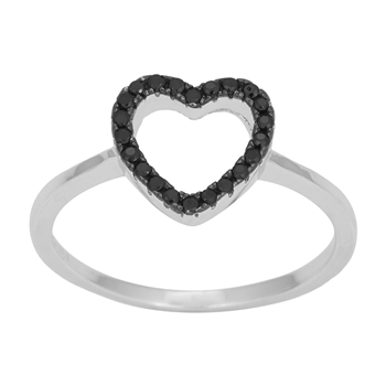 Rhd. sølv ring AIDANOR m/hjerte og cz 11mm Str.50, från Joanli Nor