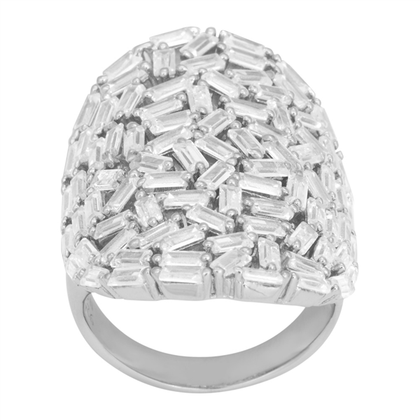 Rhd. sølv ring AGGANOR med baguette cz 30mm Str.60, från Joanli Nor