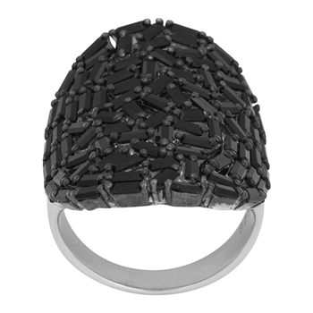 Rhd. sølvring AGGANOR sort baguet cz 30mm Str.58, från Joanli Nor