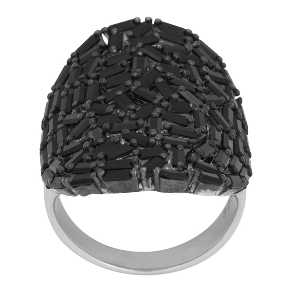 Rhd. sølvring AGGANOR sort baguet cz 30mm Str.60, från Joanli Nor