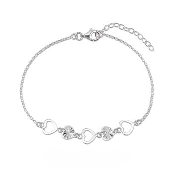 Armbånd sølv rhodineret hjerter, från L&G
