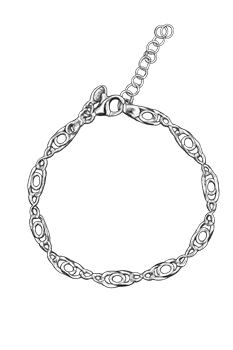 Armbånd sølv rhodineret ovale cirkler, från L&G