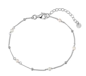 Armbånd sølv rhodineret med ferskvandsperler, från L&G