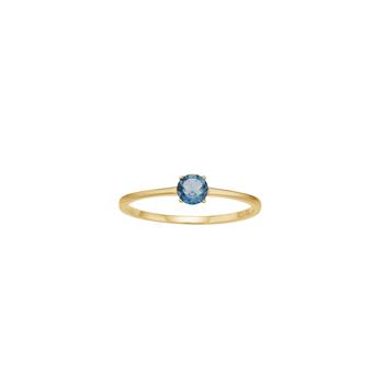 14kt. guldring m. 4mm london blå topas, från Siersbøl