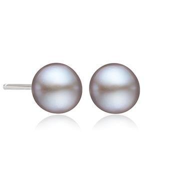 Grå perle ørestikker i sølv, från Blicher Fuglsang