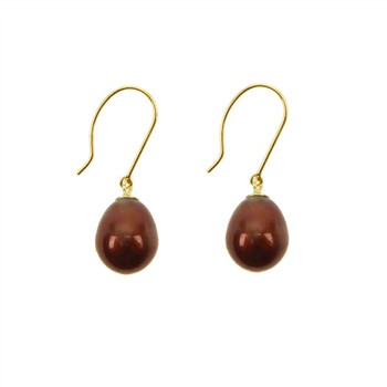 Earrings 14K  w. chocolate colour Fresh Water Pearls  Pr.par, från San - Links of Joy