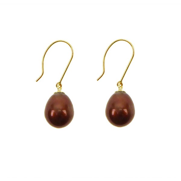 Earrings 14K  w. chocolate colour Fresh Water Pearls  Pr.par, från San - Links of Joy