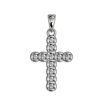 Støvring Design korshängsmycke i silver med zirkonia 13 x 20 mm