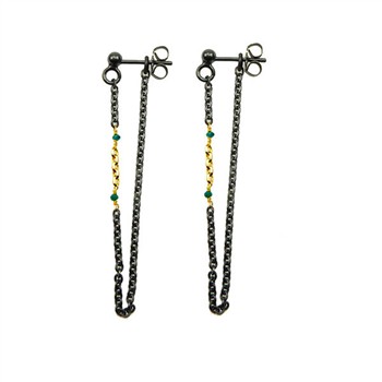 Earrings 925/585 -Oxidised & Blue Diamonds Pr.par, från San - Links of Joy