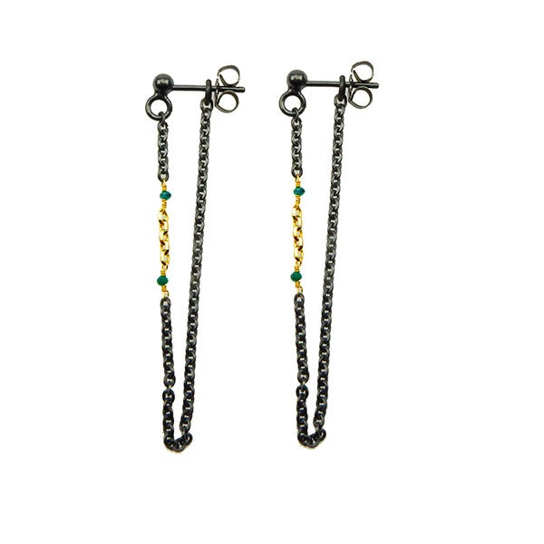 Earrings 925/585 -Oxidised & Blue Diamonds Pr.par, från San - Links of Joy