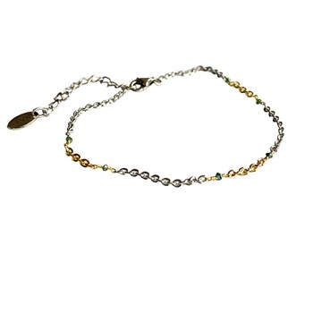 Bracelet & Necklace 925/585 - Rhodium & Blue Diamonds 16+4cm, från San - Links of Joy