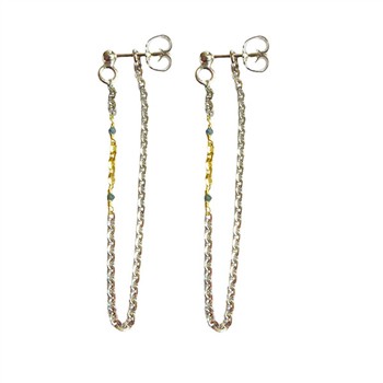Earrings 925/585 - Rhodium & Blue Diamonds Pr.par, från San - Links of Joy