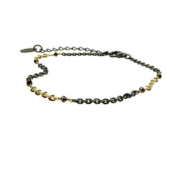 Bracelet & Necklace 925/585 -Oxidised & Black Diamonds 16+4cm, från San - Links of Joy