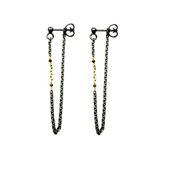 Earrings 925/585 - Oxidised & Black Diamonds Pr.par, från San - Links of Joy