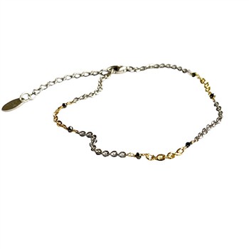 Bracelet & Necklace 925/585 - Rhodium & Black Diamonds 16+4cm, från San - Links of Joy