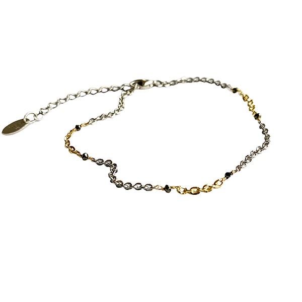 Bracelet & Necklace 925/585 - Rhodium & Black Diamonds 16+4cm, från San - Links of Joy