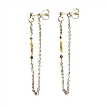 Earrings 925/585 -Rhodium & Black Diamonds Pr.par, från San - Links of Joy