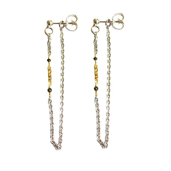 Earrings 925/585 -Rhodium & Black Diamonds Pr.par, från San - Links of Joy