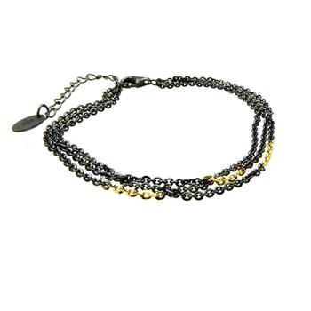 Bracelet & Necklace 925/585 - Oxidised 16+4cm, från San - Links of Joy