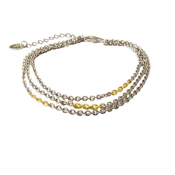 Bracelet & Necklace 925/585 -Rhodium 18+4cm, från San - Links of Joy