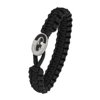 FSTS sort armbånd m sølv lås 08, från Aagaard